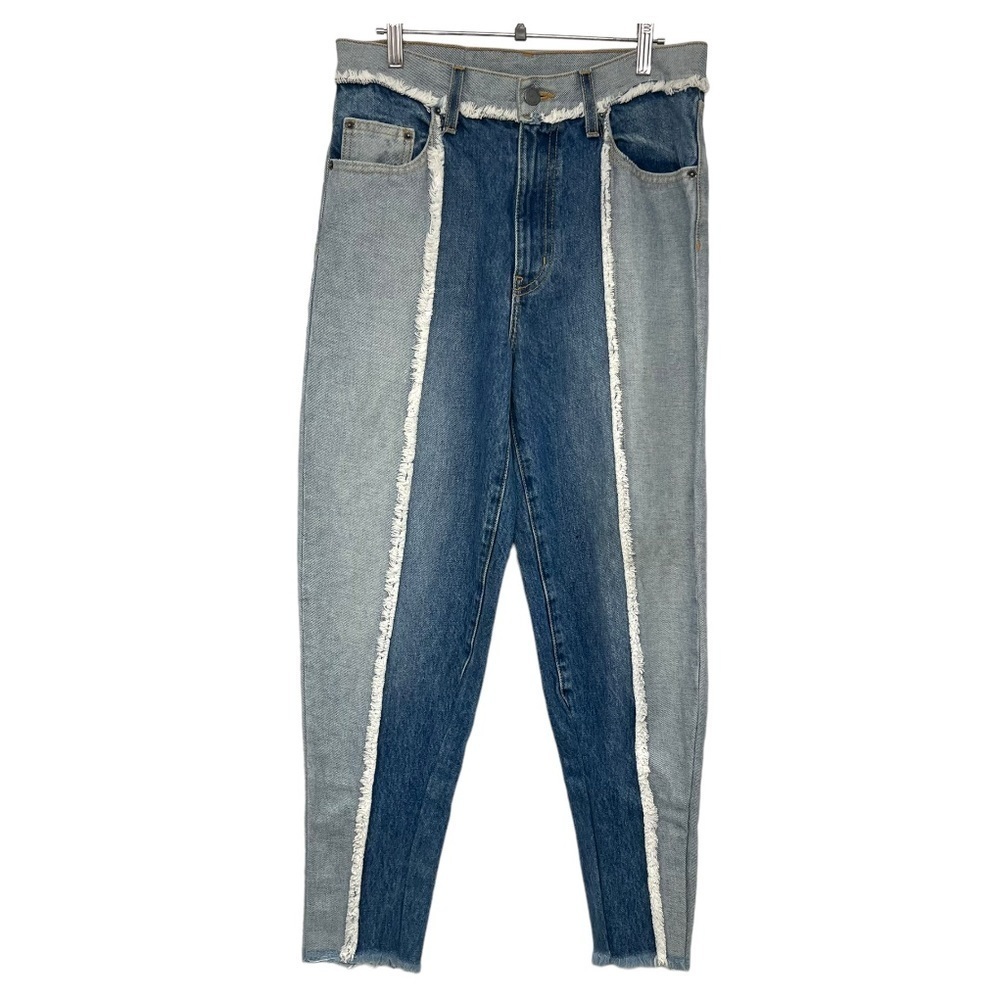 Carmar Marietta High Rise Two Tone Tapered Frayed Seams Denim Jeans Womens 26 - Picture 2 of 12